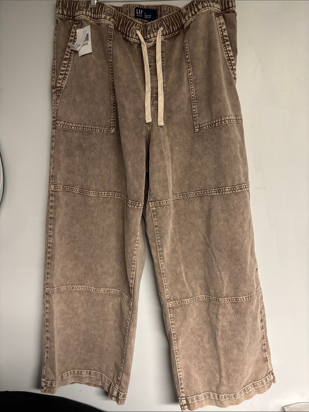 NWT GAP Womans High Rise Khaki Drawstring Jeans size XL